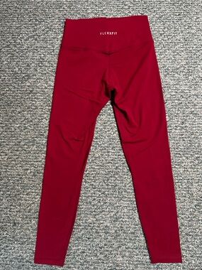 Flexxfit Cranberry Red High-Waist Athletic Workout Gym Leggings Pants